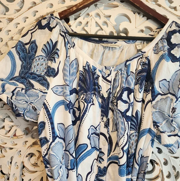TORI RICHARD DRESS BUTTON DOWN BRAIDED BELT SHORT SLEEVES FLORAL NWOT SIZE SMALL - Picture 8 of 15